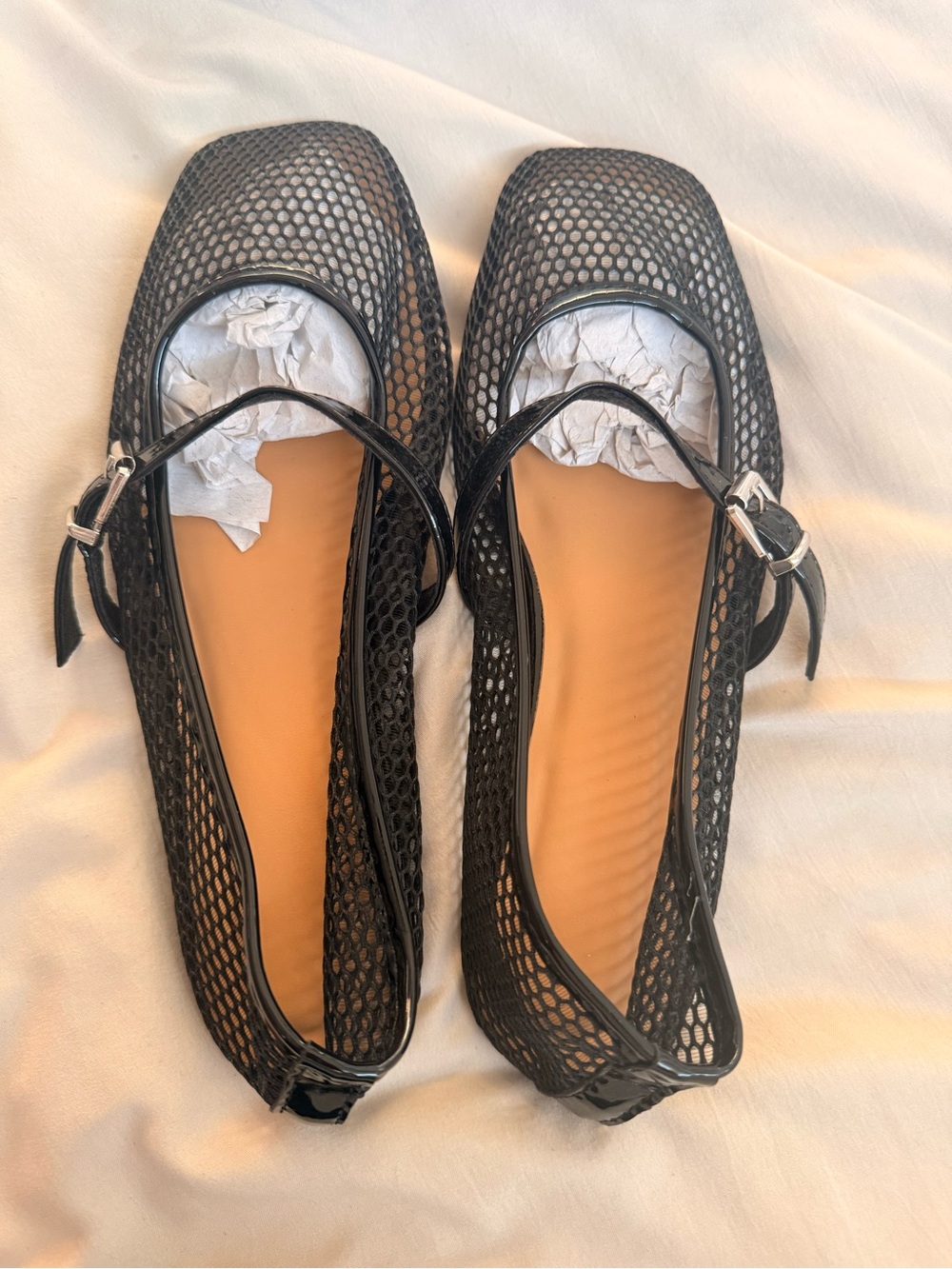Black Mesh- Women's Stylish Ballet Flats- never worn